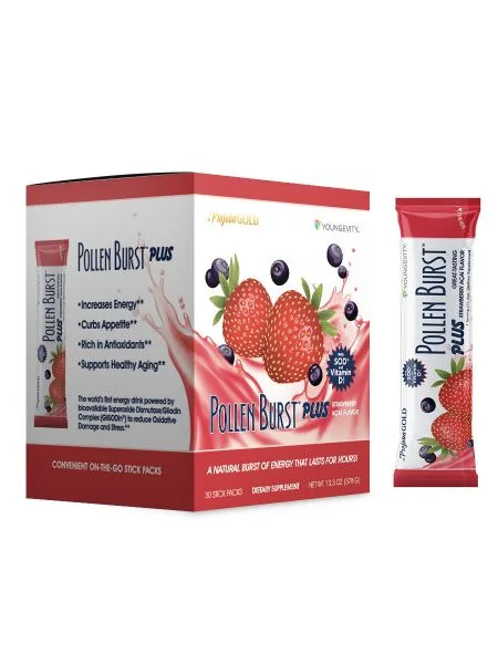 Pollen Burst Energy Drink - Strawberry Acai 30 Count Box - Youngevity Health Nutrition supplement product image.