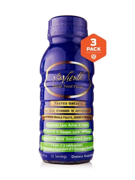 ViaViente Whole Food Puree 3 pack  (3-8oz Bottles) - Youngevity Health Nutrition supplement product image.