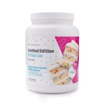 Limited-Edition Birthday Cake Protein Shake - Youngevity Health Nutrition supplement product image.