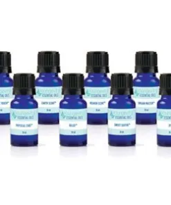 8 Essential Oil Blends Kit showcasing various essential oil bottles.