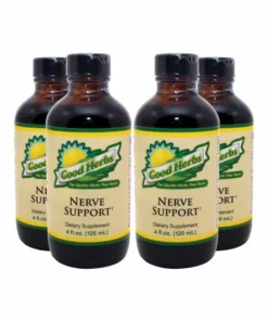 Nerve Support herbal blend in 4 oz bottles.|
