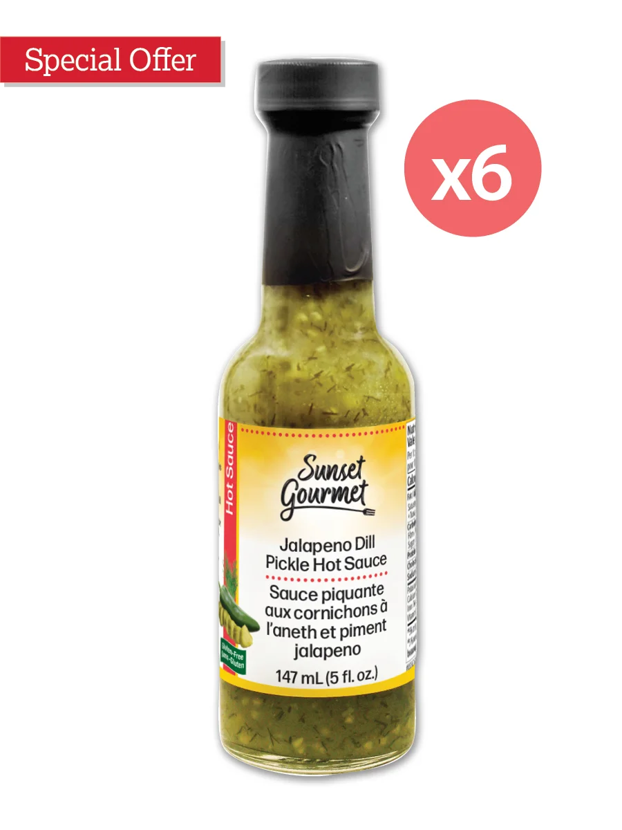 Jalapeno Dill Pickle Hot Suace 6-bottle Stock up Pack — Sunset Gourmet Sunset Gourmet