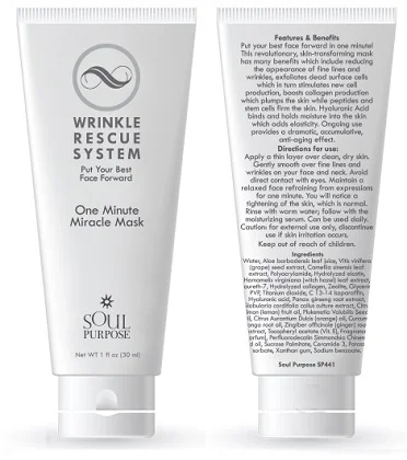 One Minute Miracle Mask: 30 ml tube — Soul Purpose Skin Care
